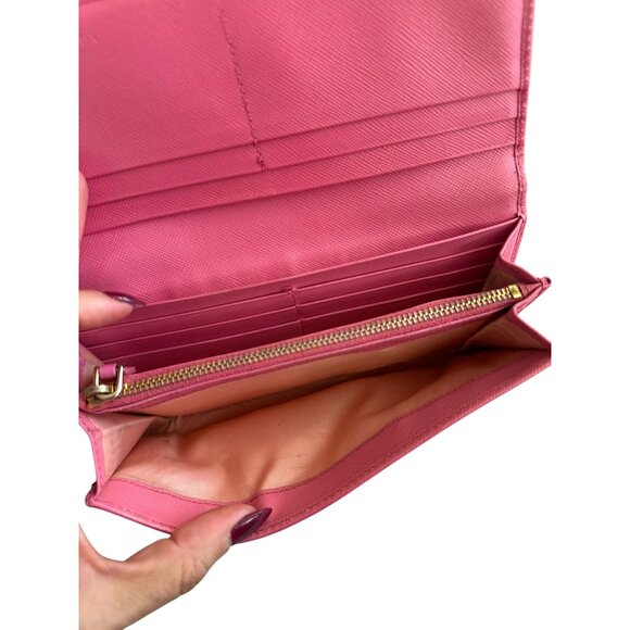 PRADA Pink Geranio Saffiano Leather Clutch Long Wallet - Picture 7 of 8
